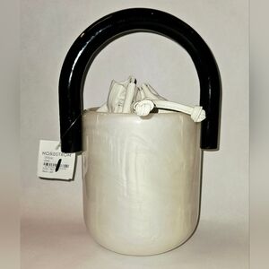 Cult Gaia Pearl Acrylic Top Handle Yasmina bucket bag Statement Bag Ivory